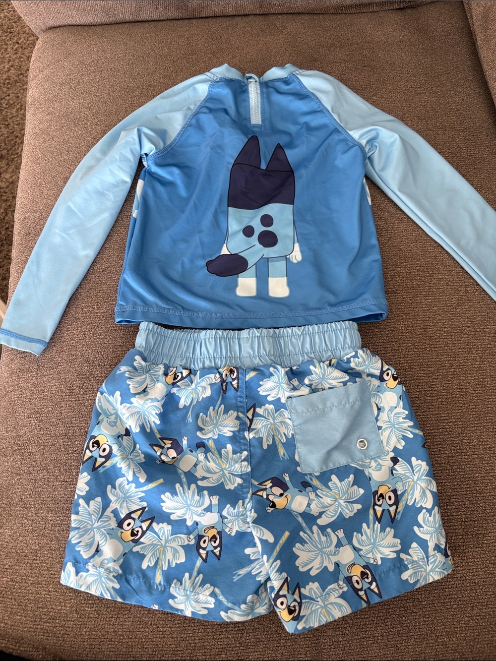 Blue Kids Rash Guard Set with Cartoon Character - Picture 2 of 5